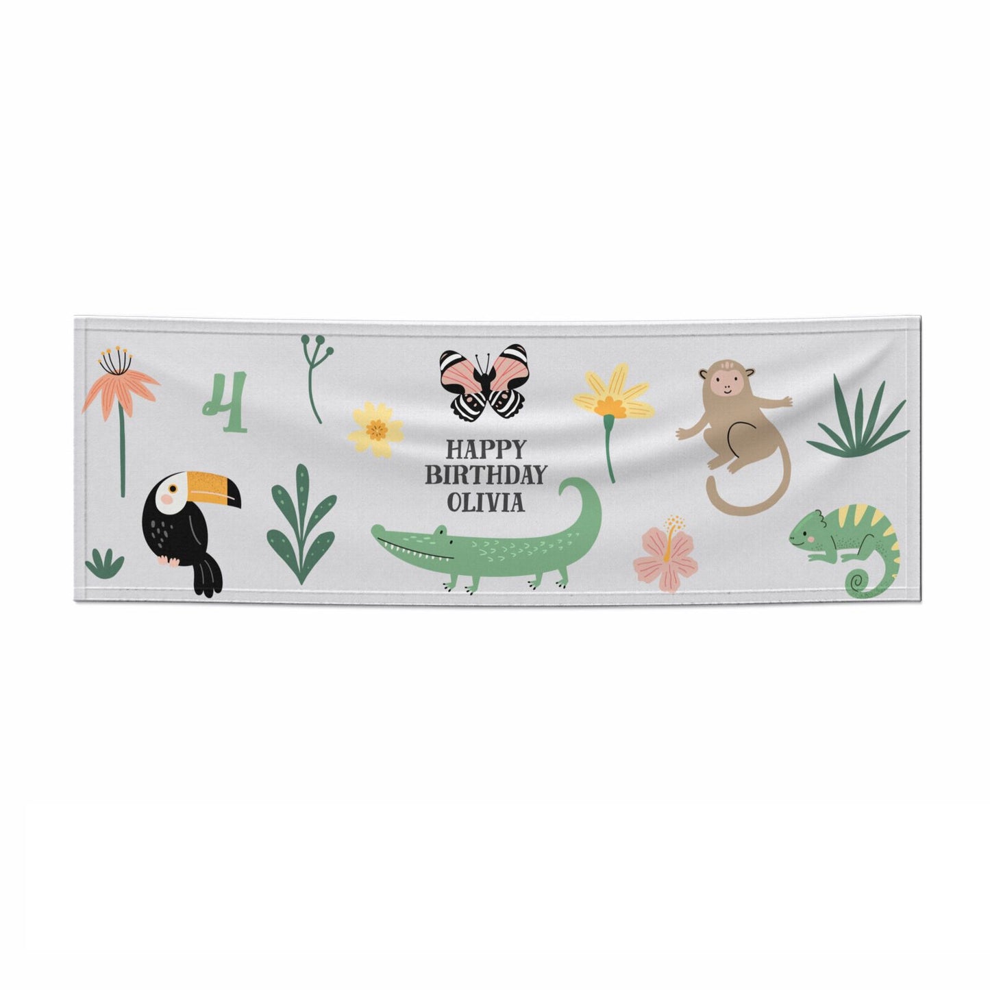 Animals Personalised Happy Birthday 3x1 Paper Banner