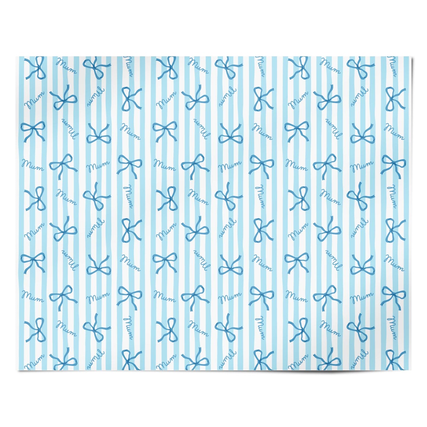 Blue Bow Mum Stripe Mothers Day Personalised Wrapping Paper Alternative