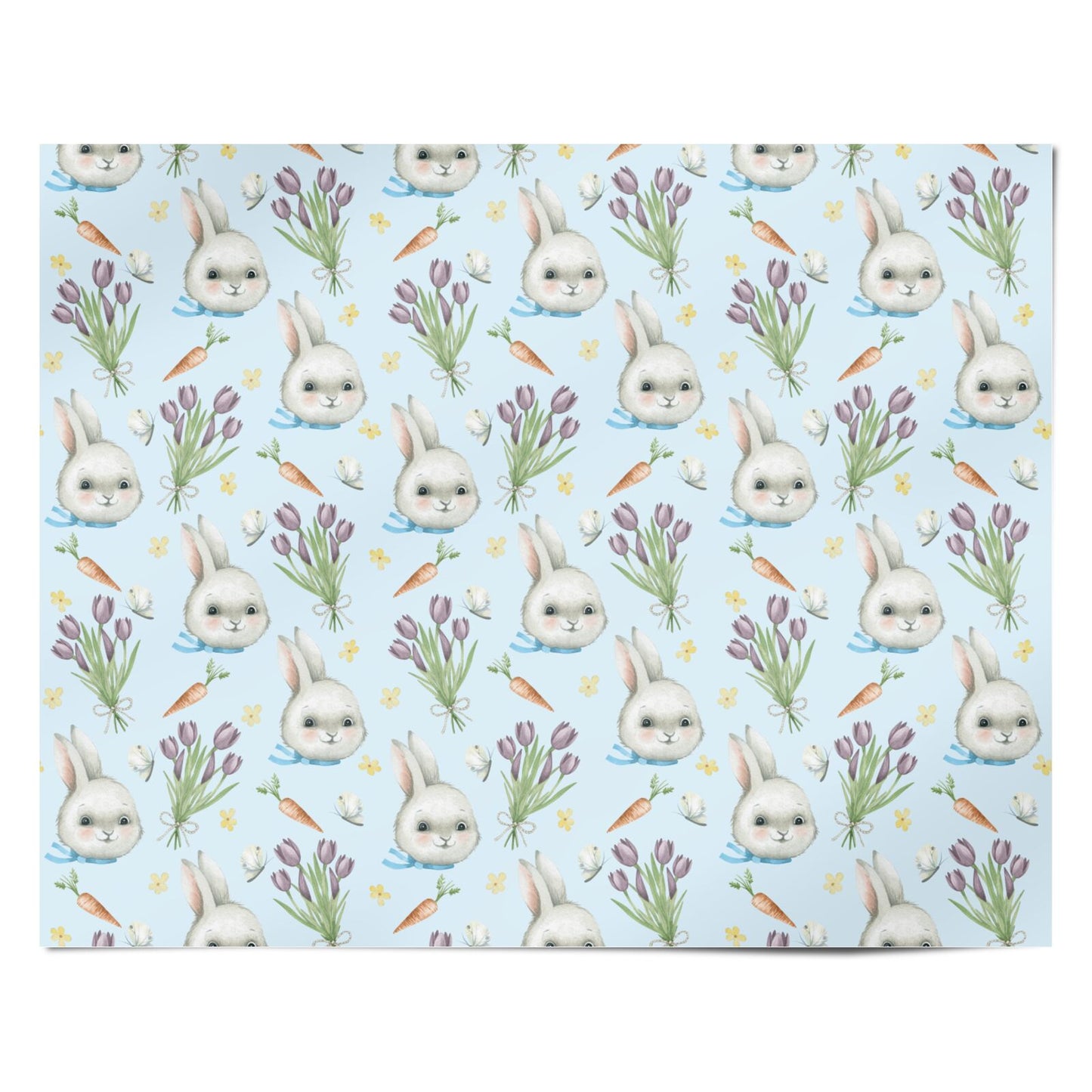 Blue Easter Bunny Tulip Design Personalised Wrapping Paper Alternative