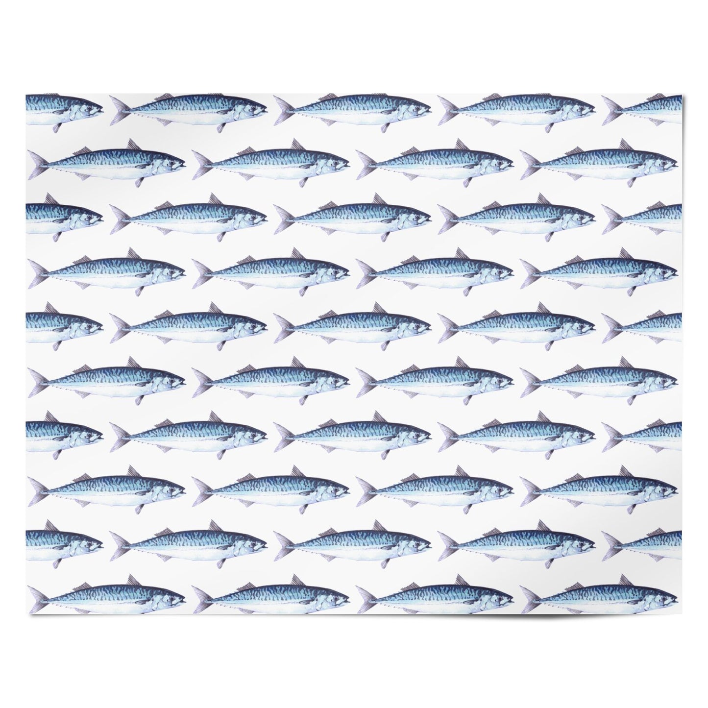 Blue Mackerel Fish Pattern Personalised Wrapping Paper Alternative