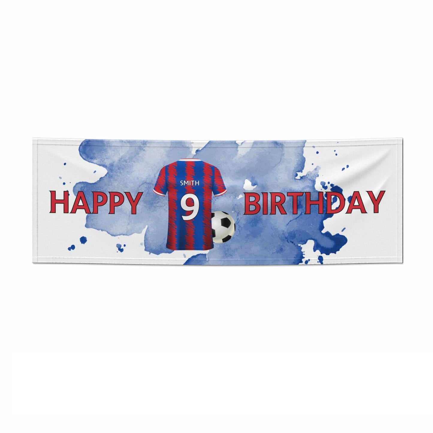 Blue Red Personalised Football Shirt 3x1 Paper Banner