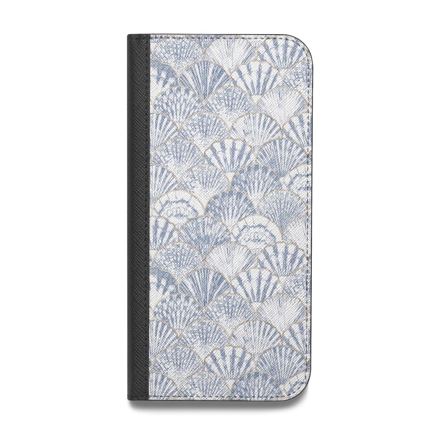 Blue Seashell Pattern Vegan Leather Flip Samsung Case