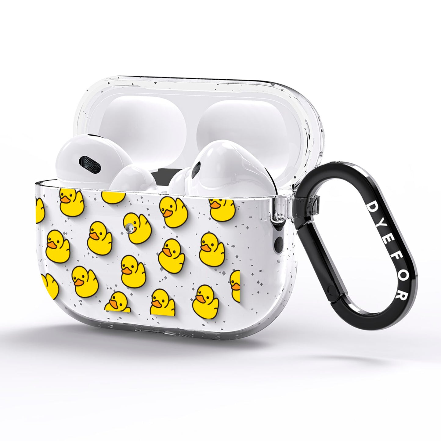 Bright Yellow Rubber Duck Pattern AirPods Pro Glitter Case Side Image