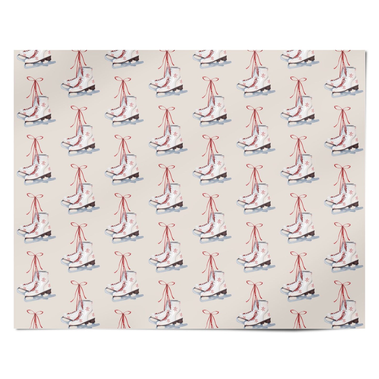 Christmas Ice Skates Bow Personalised Wrapping Paper Alternative