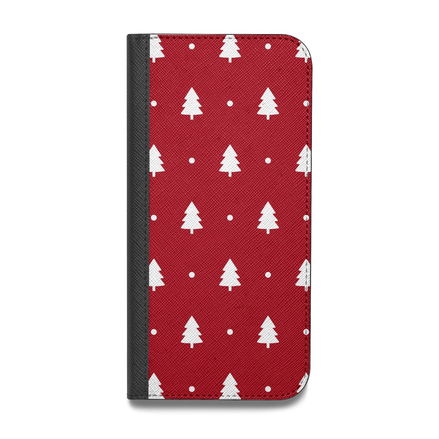 Classic Red Christmas Trees Vegan Leather Flip iPhone Case