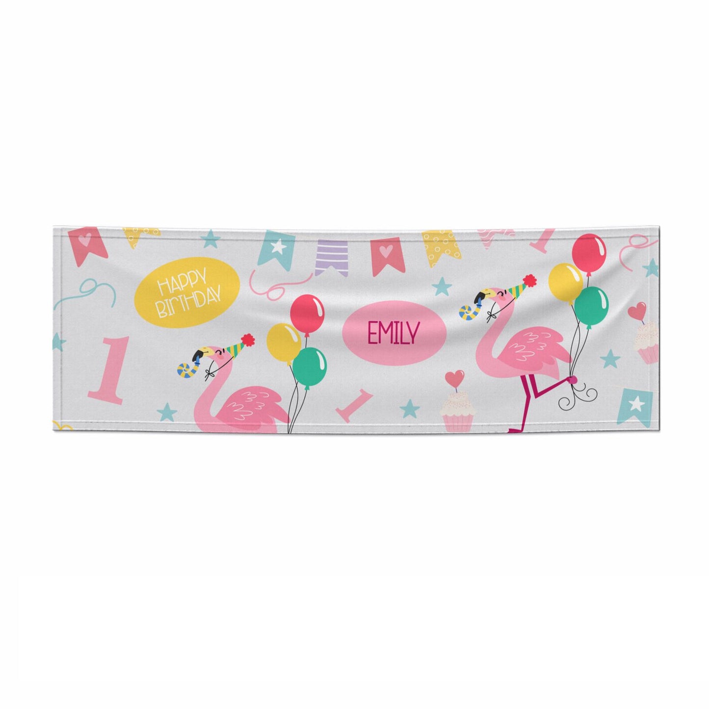 Girls Flamingo Personalised Birthday 3x1 Paper Banner