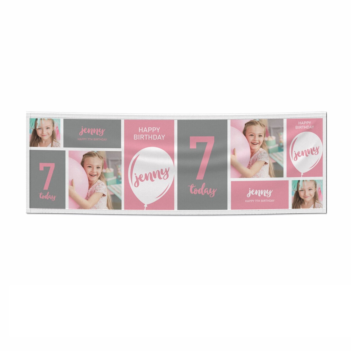 Girls Personalised Birthday Photo 3x1 Paper Banner