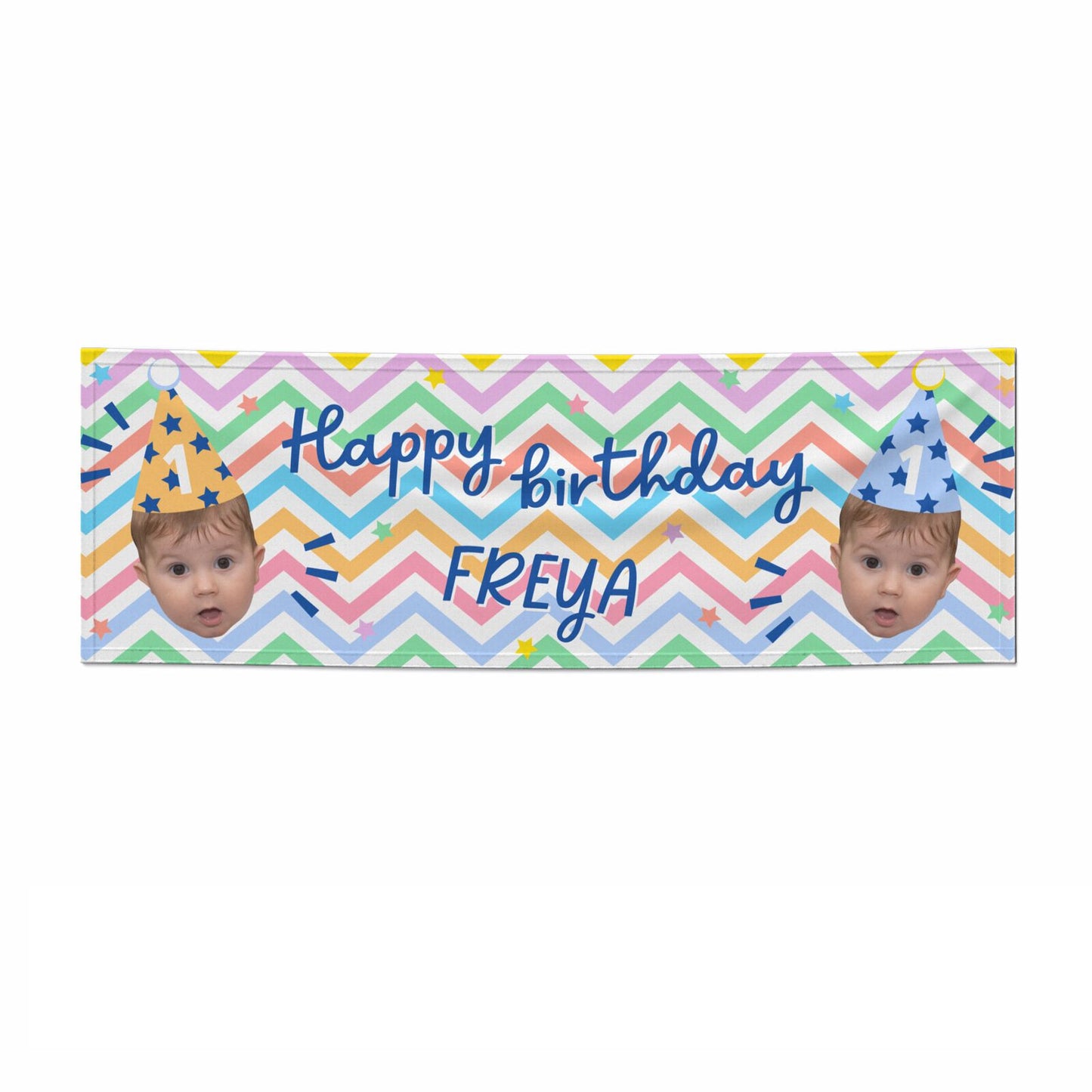 Happy Birthday Personalised Face 3x1 Paper Banner