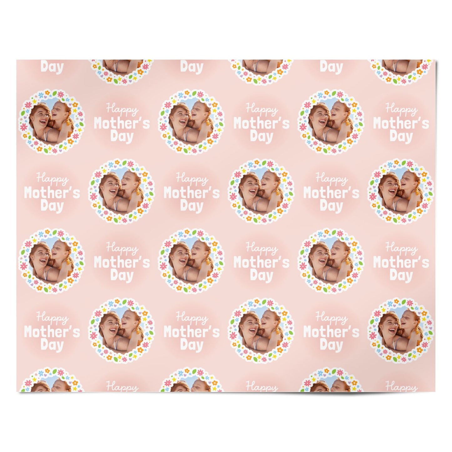 Happy Mothers Day Floral Photo Frame Personalised Wrapping Paper Alternative