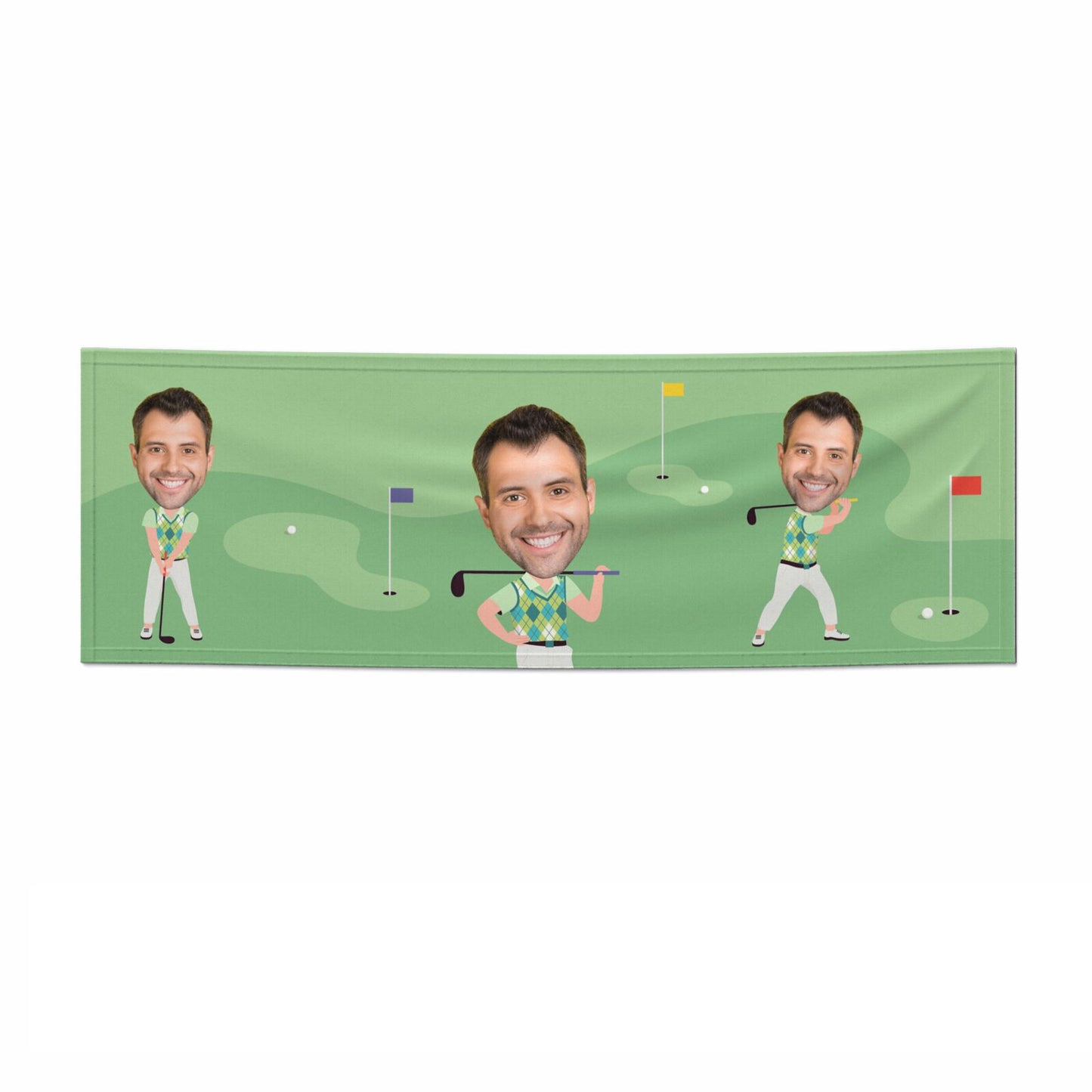 Mens Golf Photo Face 3x1 Paper Banner