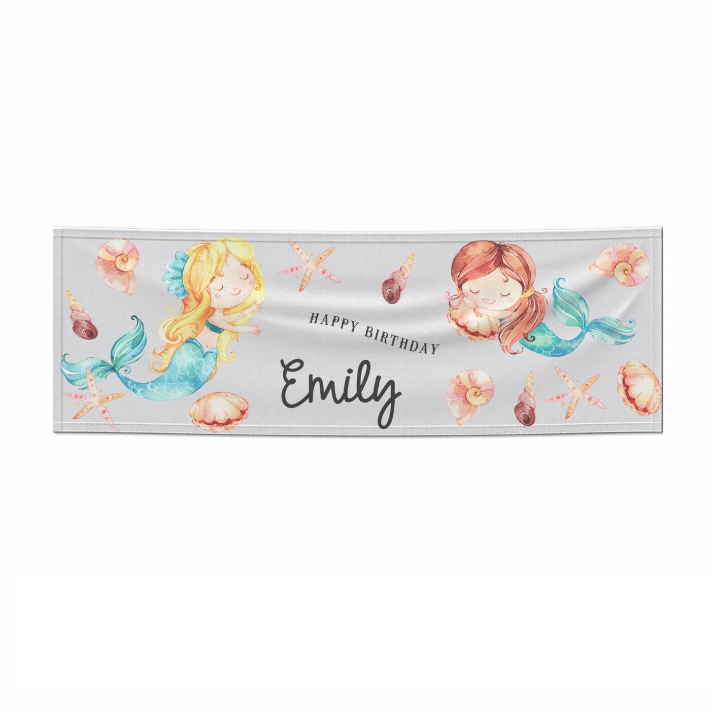Mermaid Personalised Happy Birthday 3x1 Paper Banner