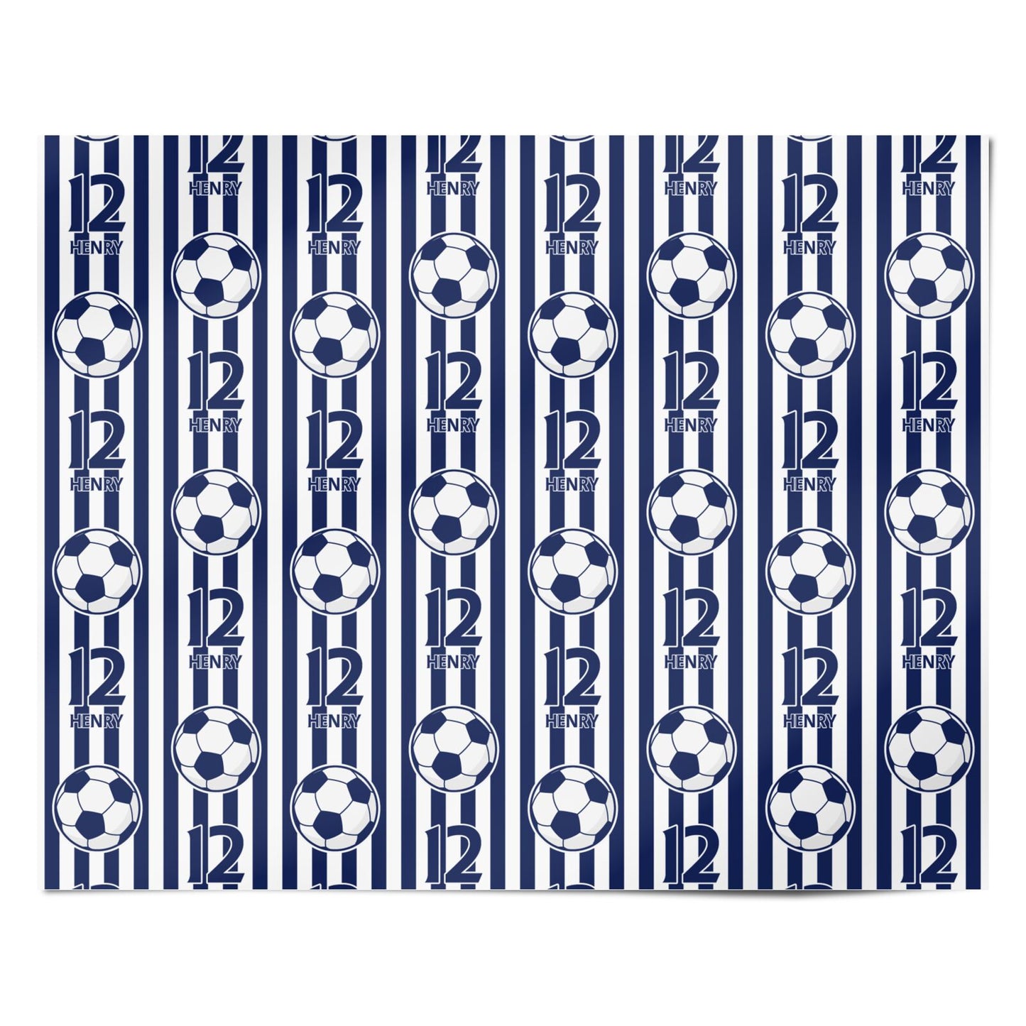 Navy White Football Striped Personalised Personalised Wrapping Paper Alternative