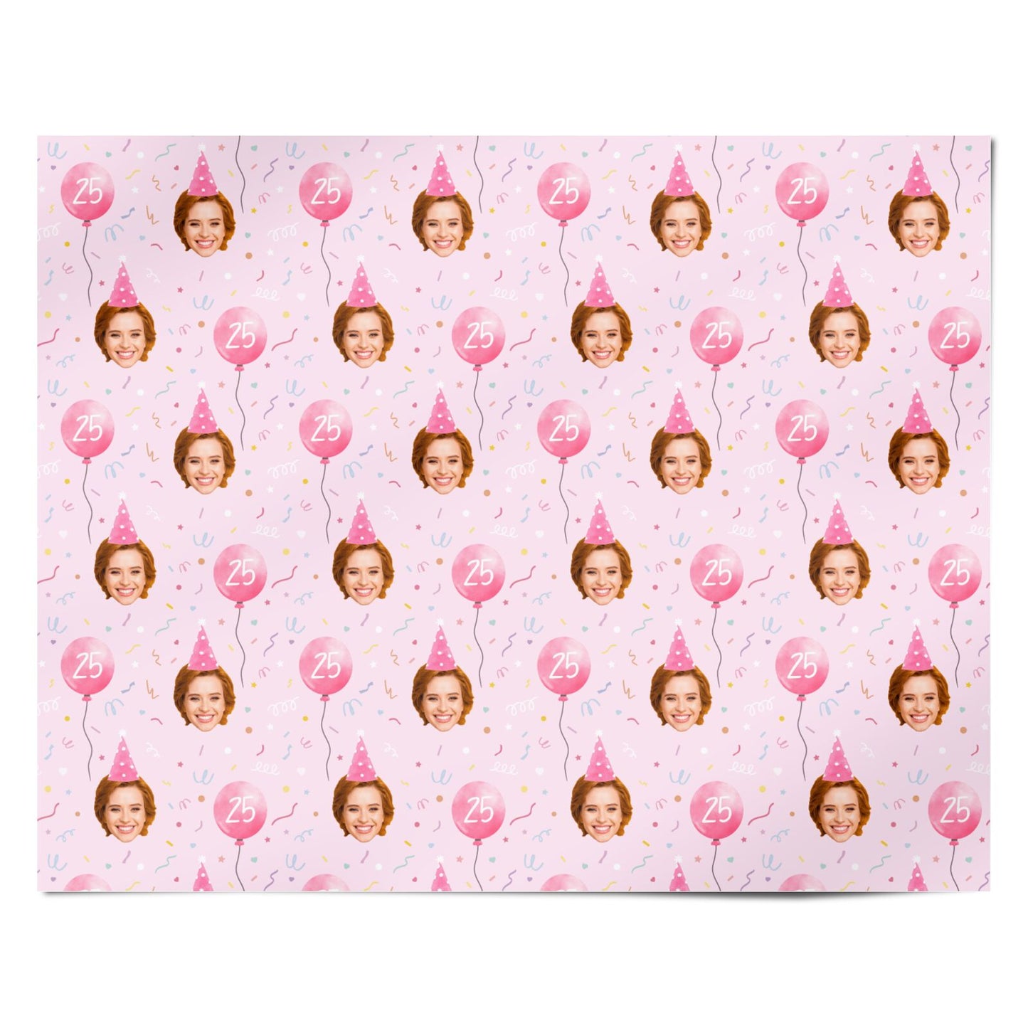 Personalised Birthday Face and Age Party Pattern Personalised Wrapping Paper Alternative