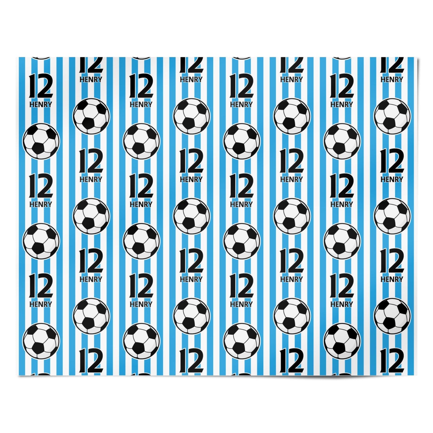 Personalised Blue White Football Birthday Personalised Wrapping Paper Alternative