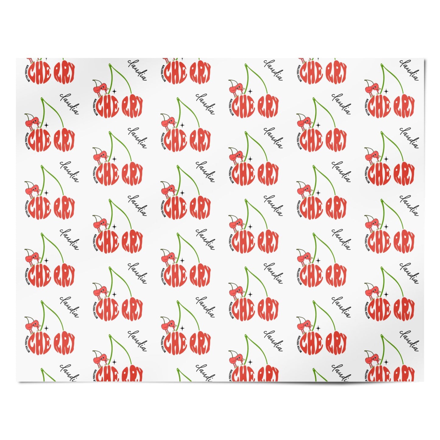 Personalised Cherry Personalised Wrapping Paper Alternative