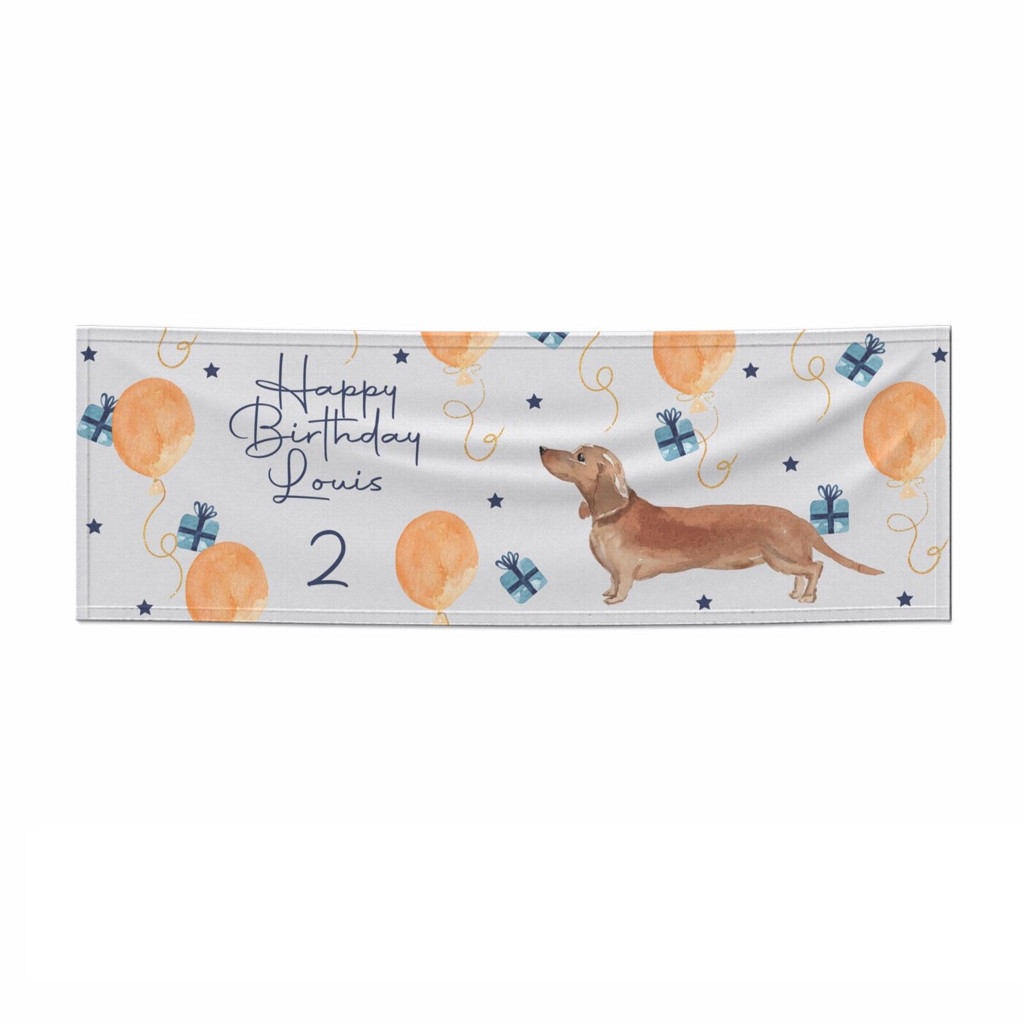 Personalised Dachshund Birthday 3x1 Paper Banner