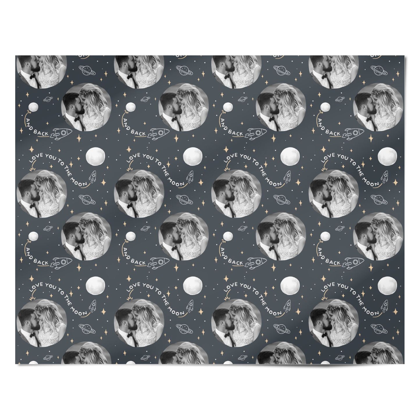 Personalised Love You to the Moon Photo Pattern Personalised Wrapping Paper Alternative
