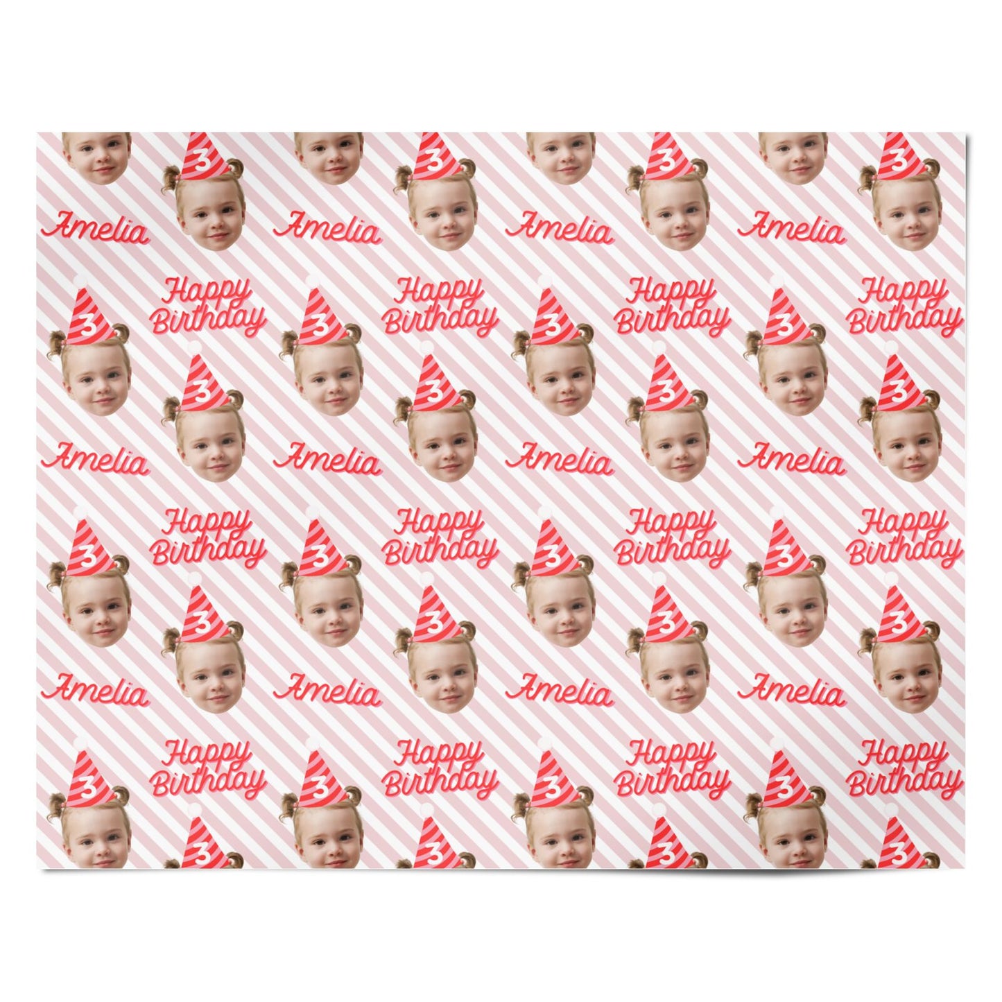 Personalised Photo Birthday Party Hat Personalised Wrapping Paper Alternative