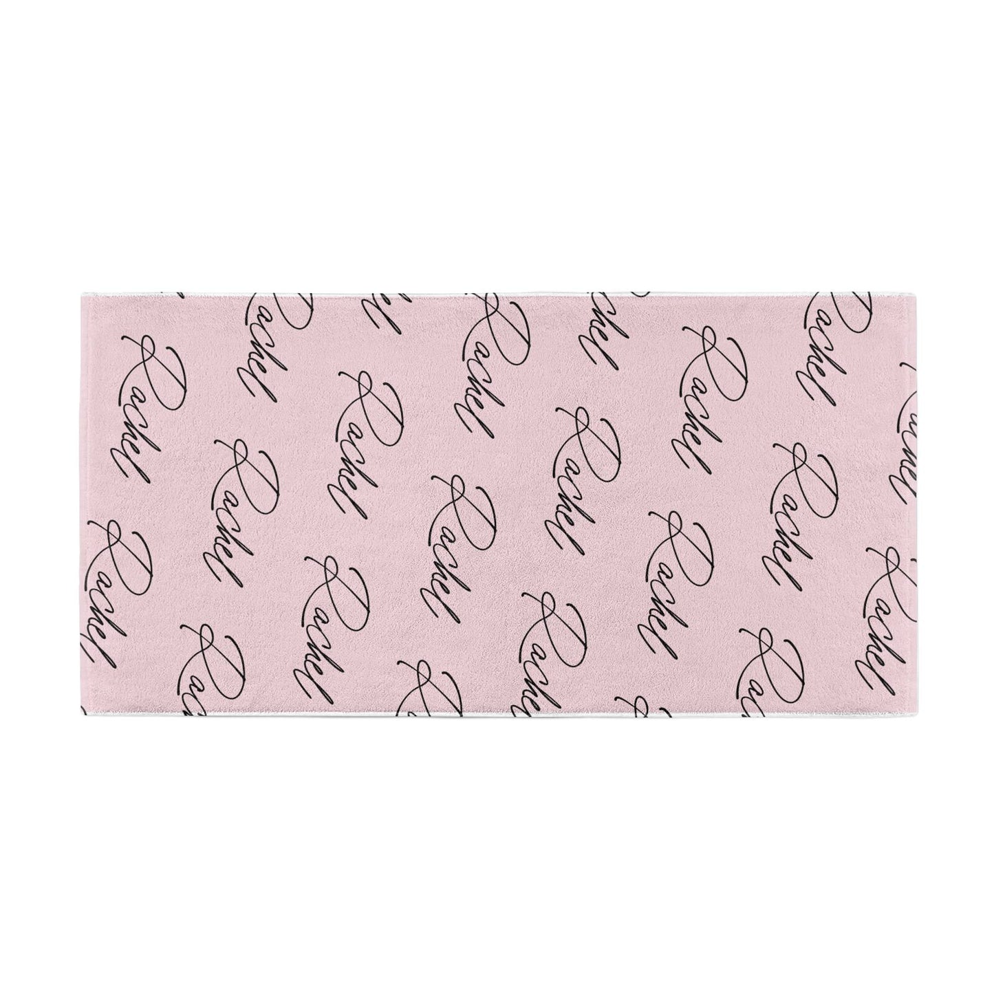 Personalised Pink Script Name Pattern Beach Towel Alternative Image