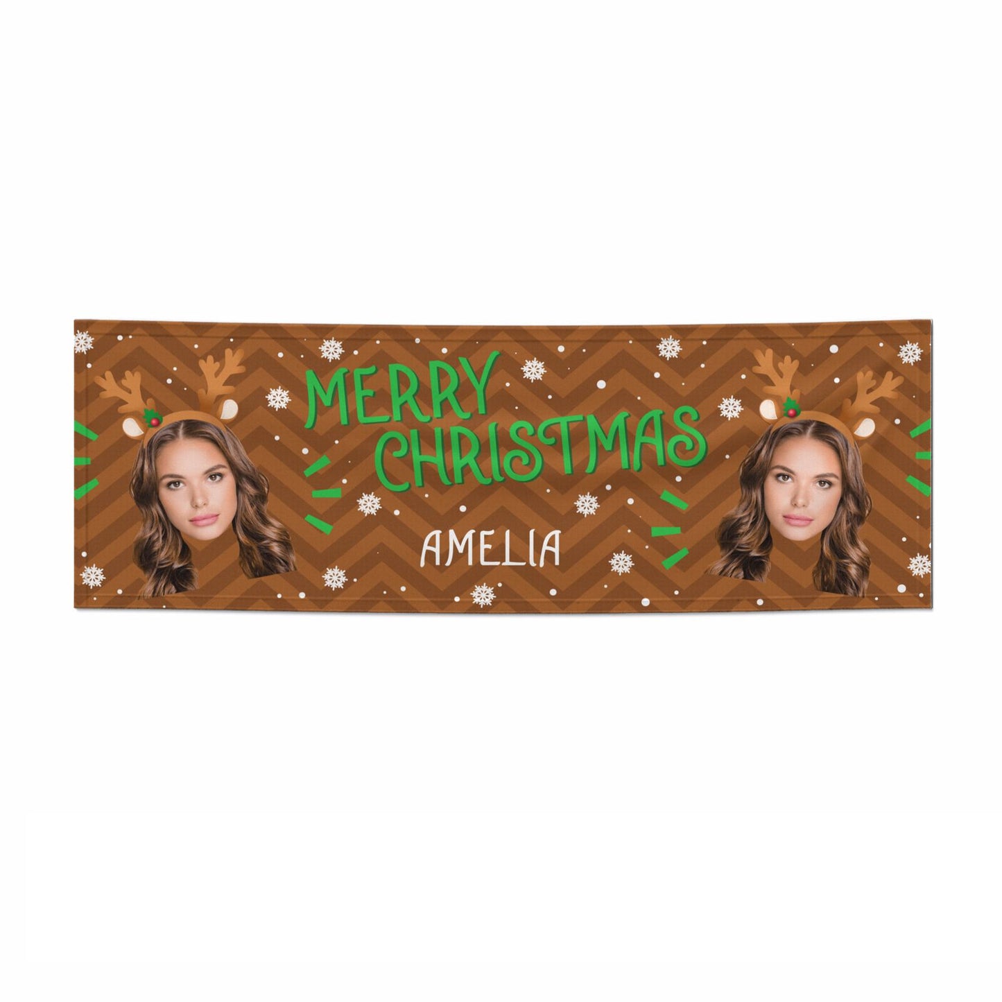 Personalised Reindeer Photo Face 3x1 Paper Banner