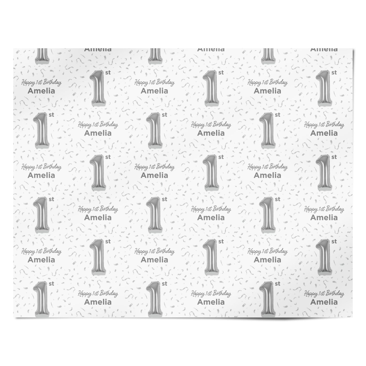 Personalised Silver Number Balloon Personalised Wrapping Paper Alternative