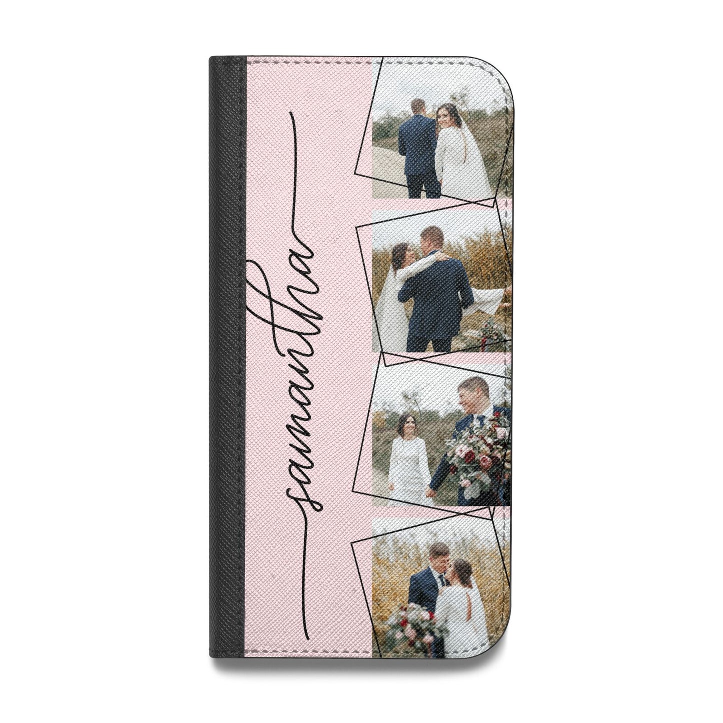 Personalised Wedding Photo Collage Design Vegan Leather Flip iPhone Case
