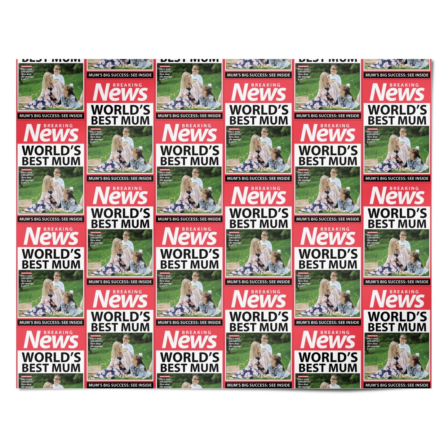 Personalised Worlds Best Mum Newspaper Design Personalised Wrapping Paper Alternative