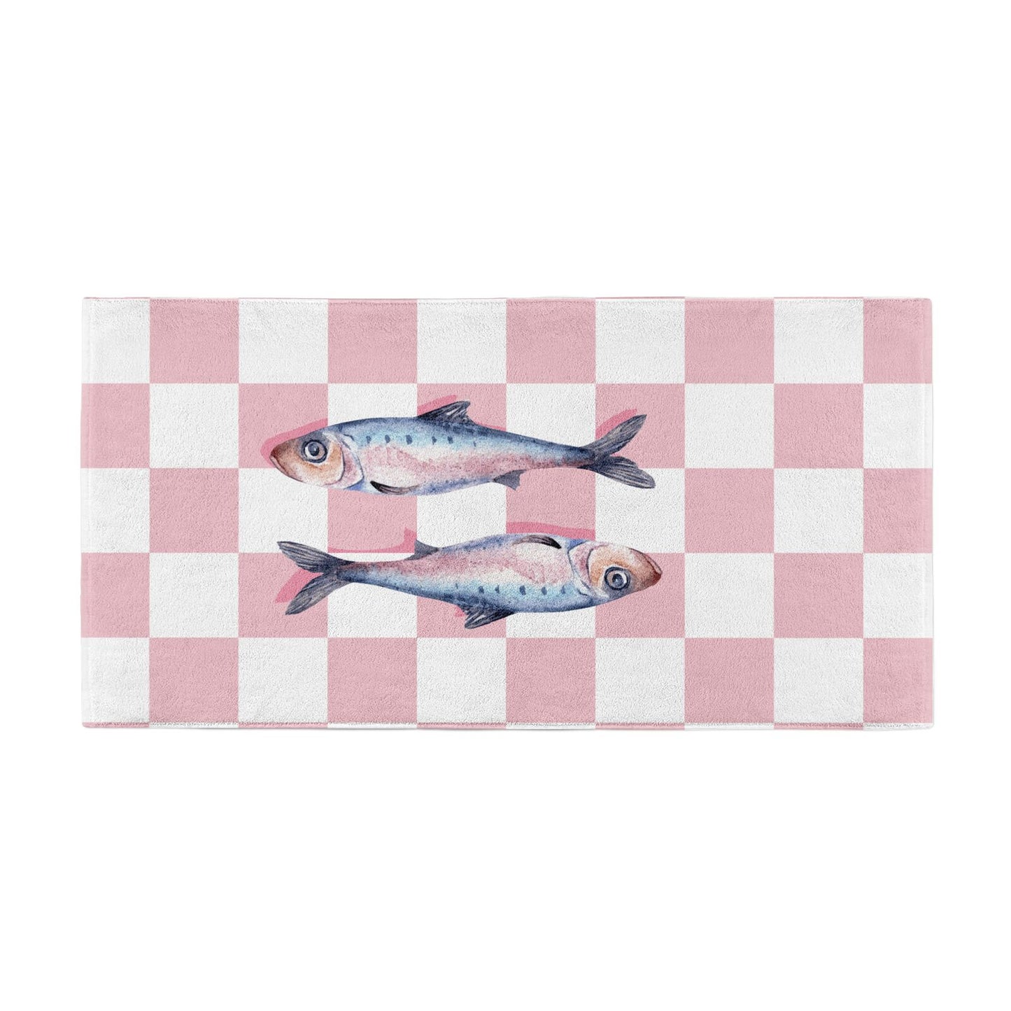 Pink Checkerboard Sardines Beach Towel Alternative Image
