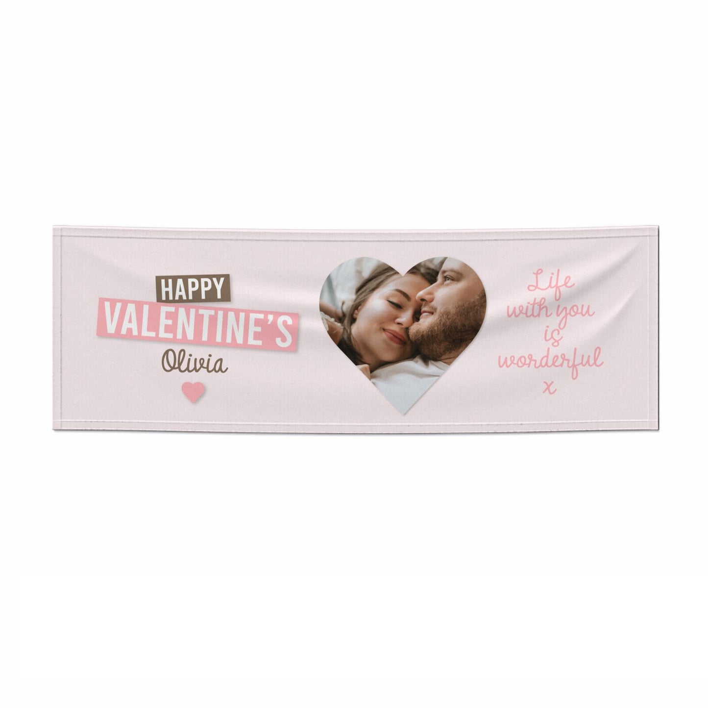 Valentine s Loving Life Photo with Name 3x1 Paper Banner