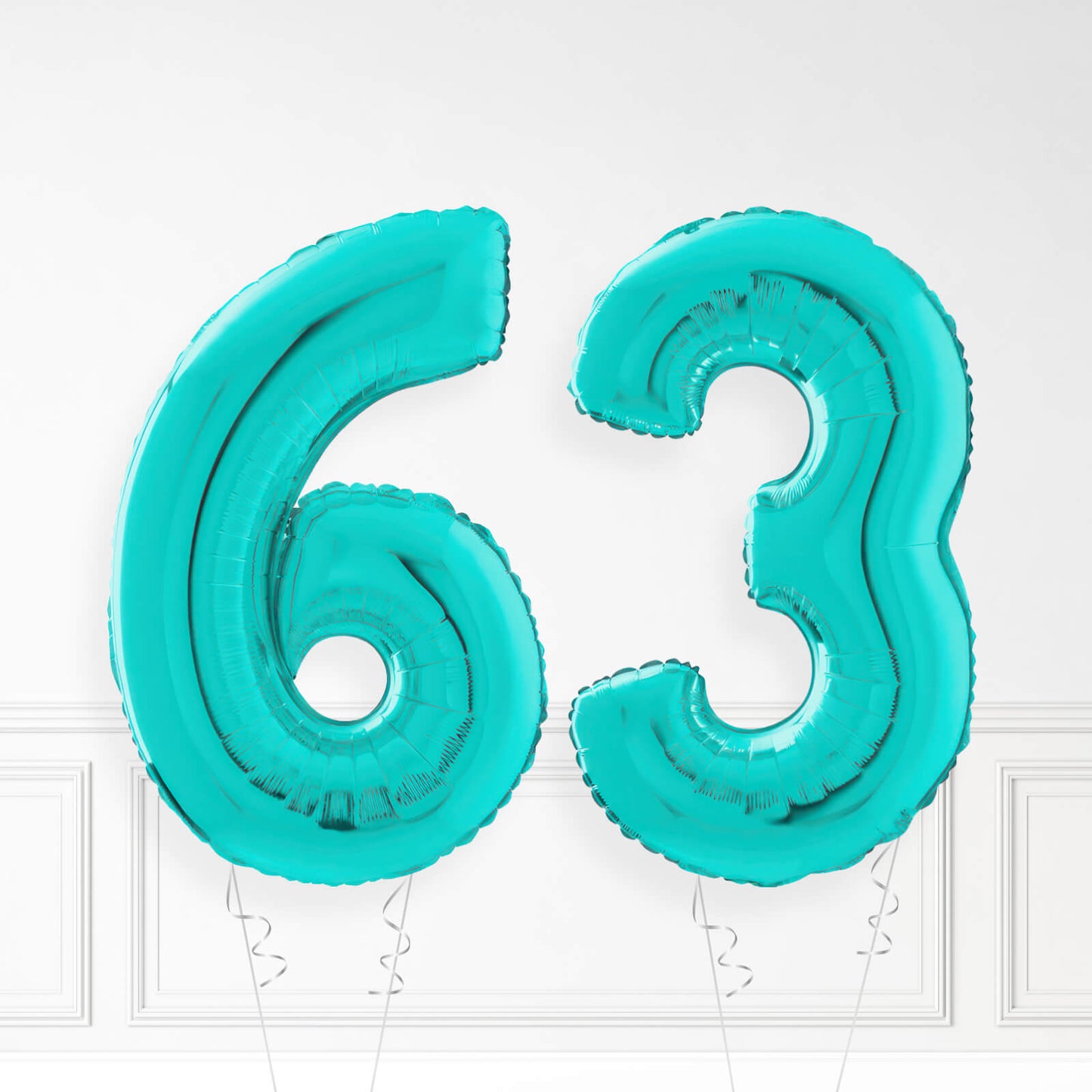 Inflated Turquoise Foil Number Balloon