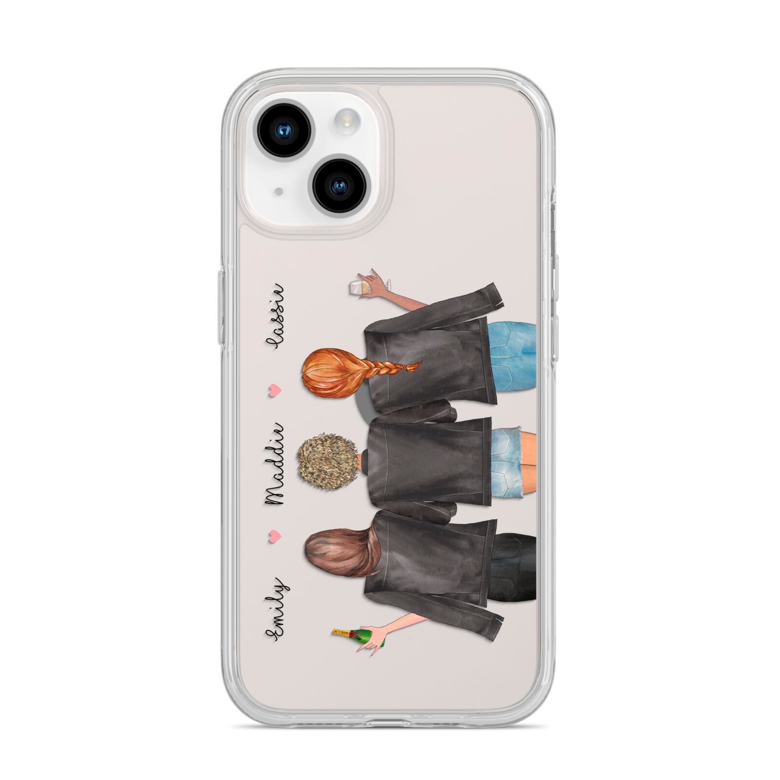 3 Best Friends with Names iPhone 14 Clear Tough Case Starlight
