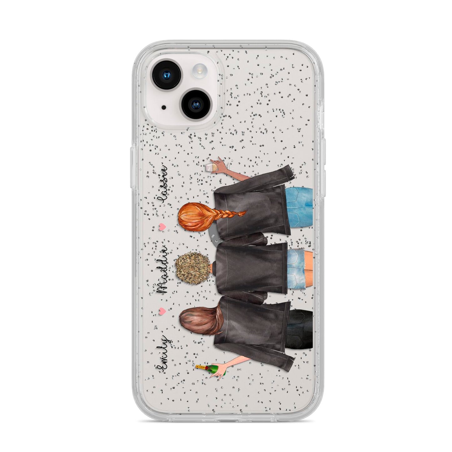 3 Best Friends with Names iPhone 14 Plus Glitter Tough Case Starlight