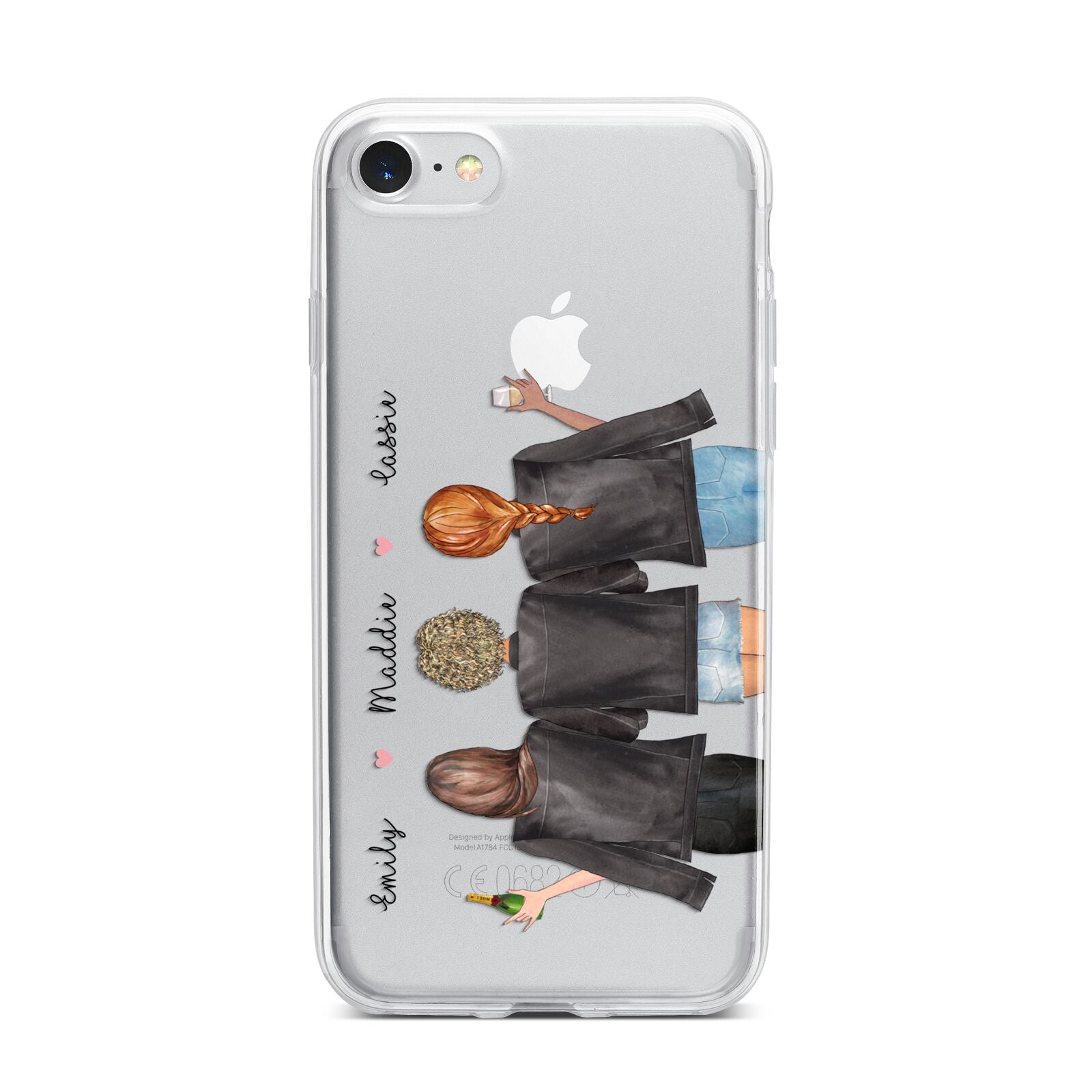 3 Best Friends with Names iPhone 7 Bumper Case on Silver iPhone