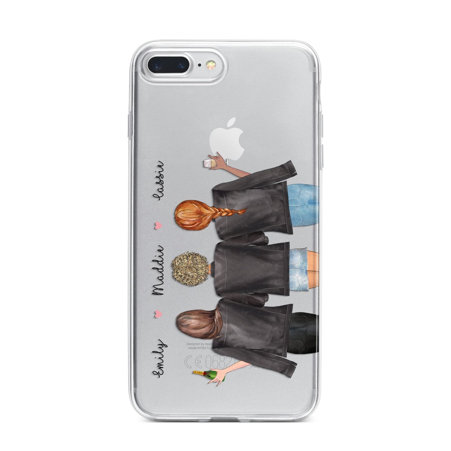 3 Best Friends with Names iPhone 7 Plus Bumper Case on Silver iPhone