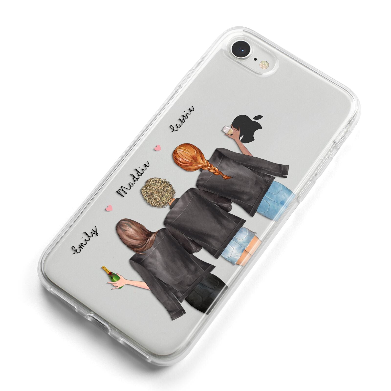 3 Best Friends with Names iPhone 8 Bumper Case on Silver iPhone Alternative Image