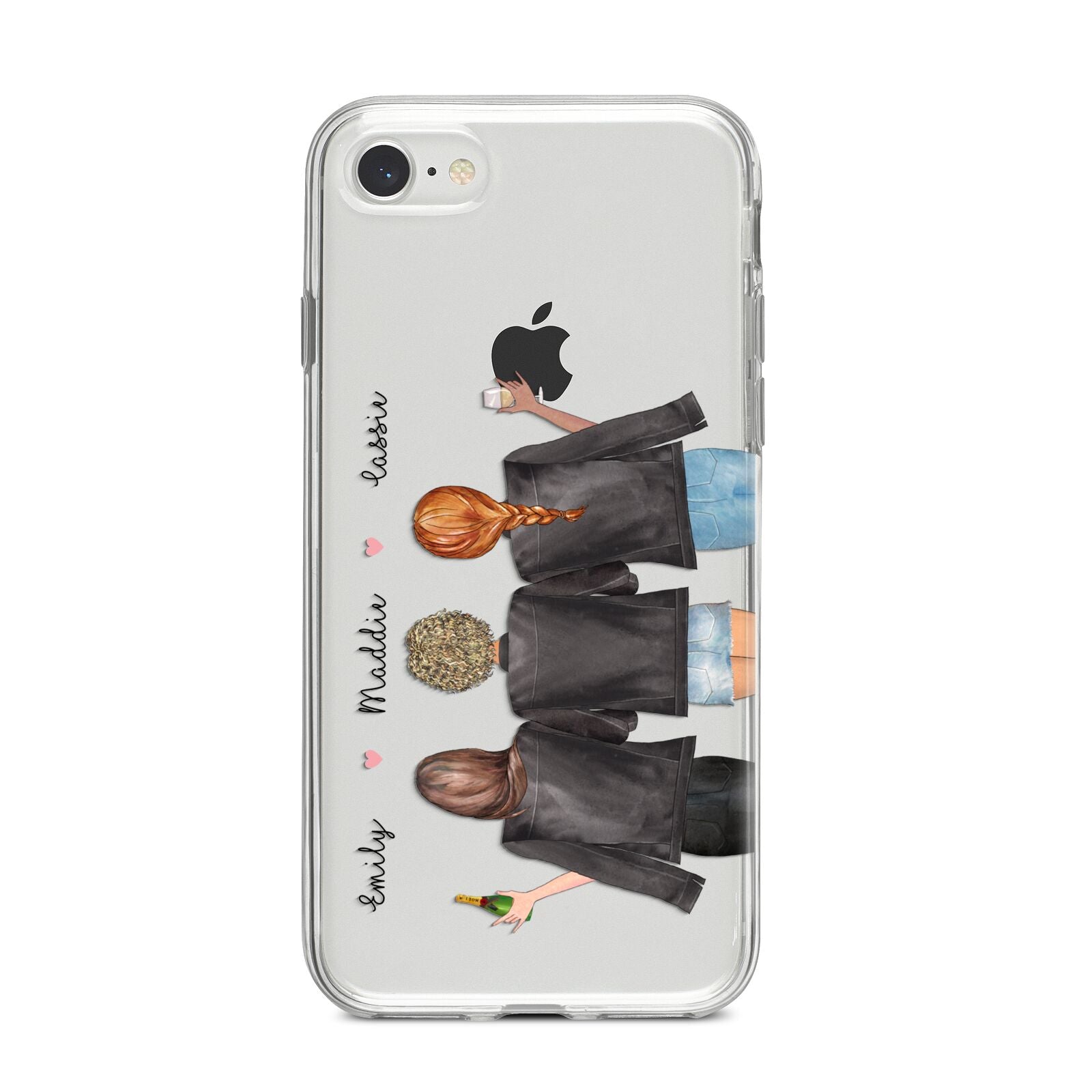 3 Best Friends with Names iPhone 8 Bumper Case on Silver iPhone