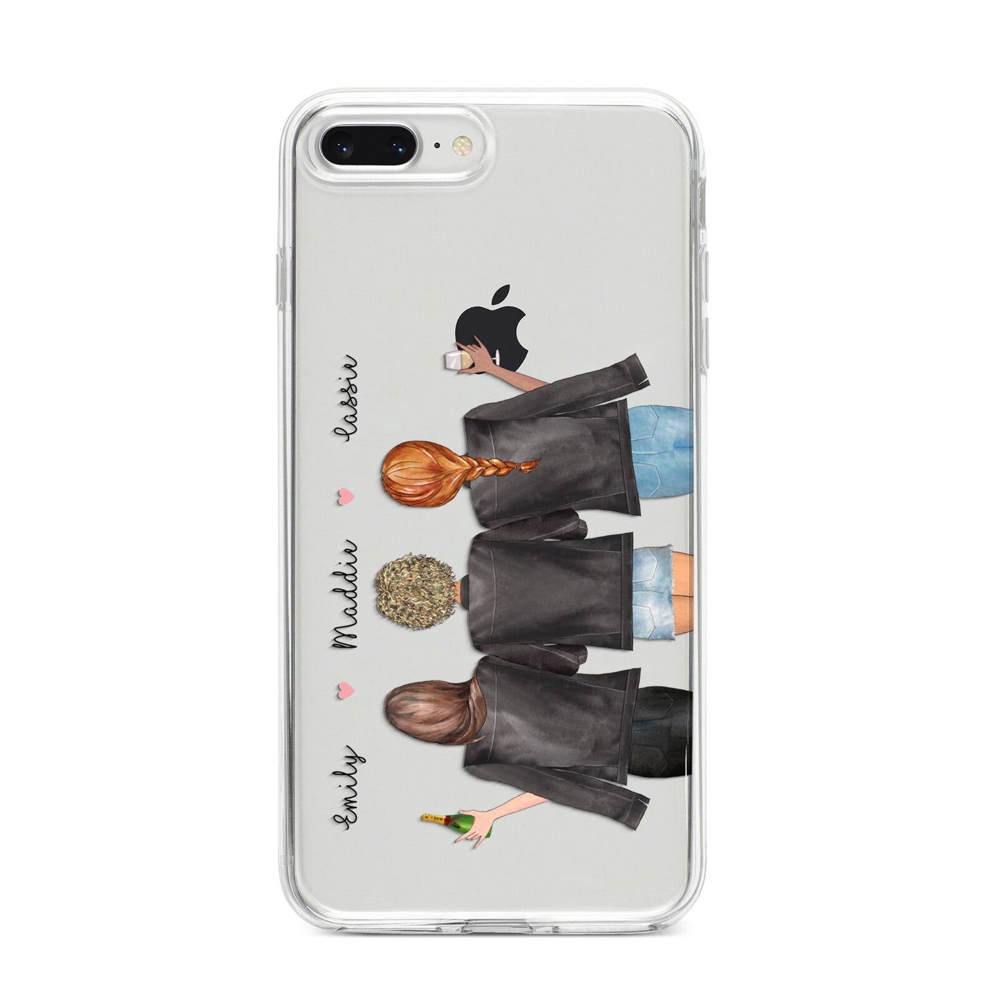 3 Best Friends with Names iPhone 8 Plus Bumper Case on Silver iPhone