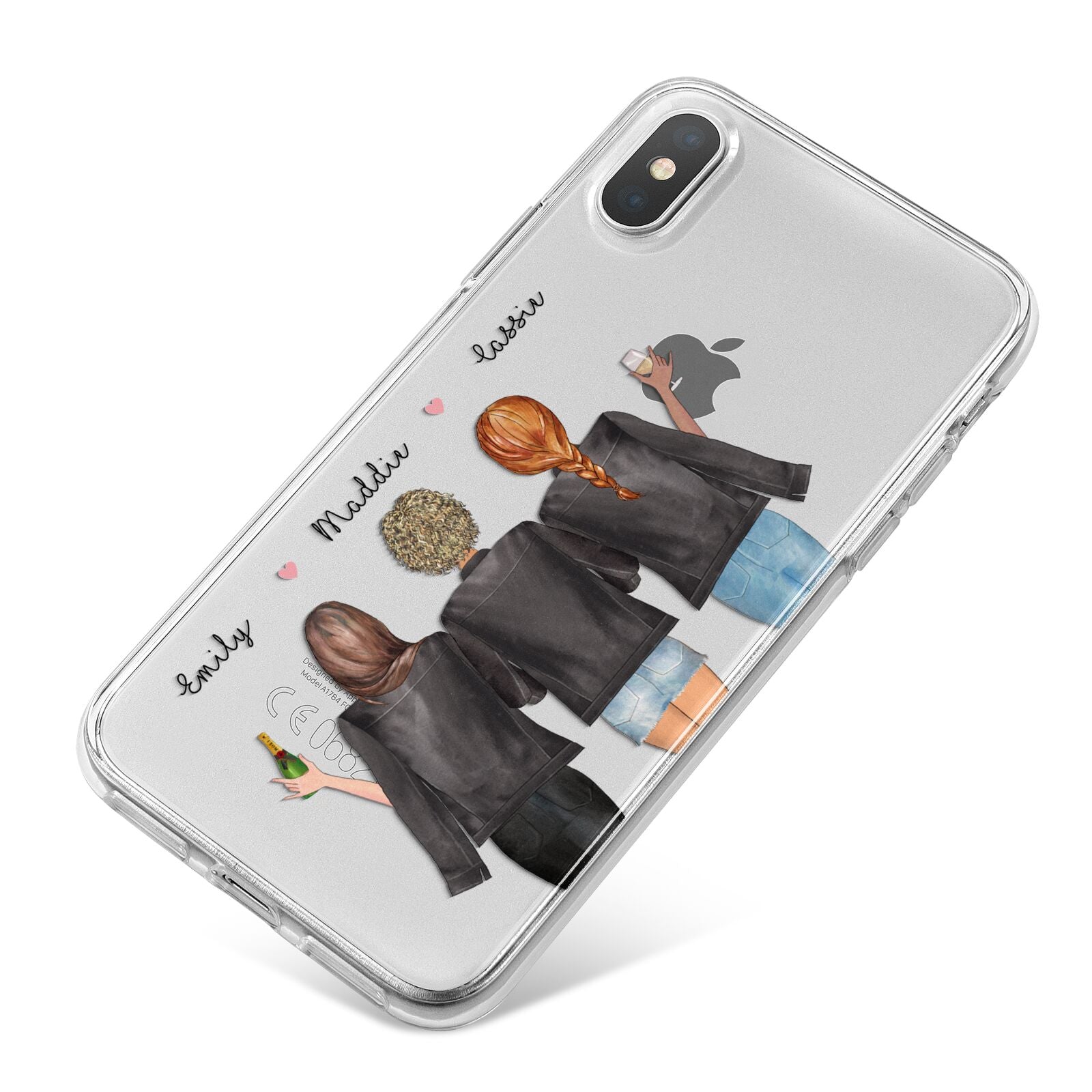 3 Best Friends with Names iPhone X Bumper Case on Silver iPhone