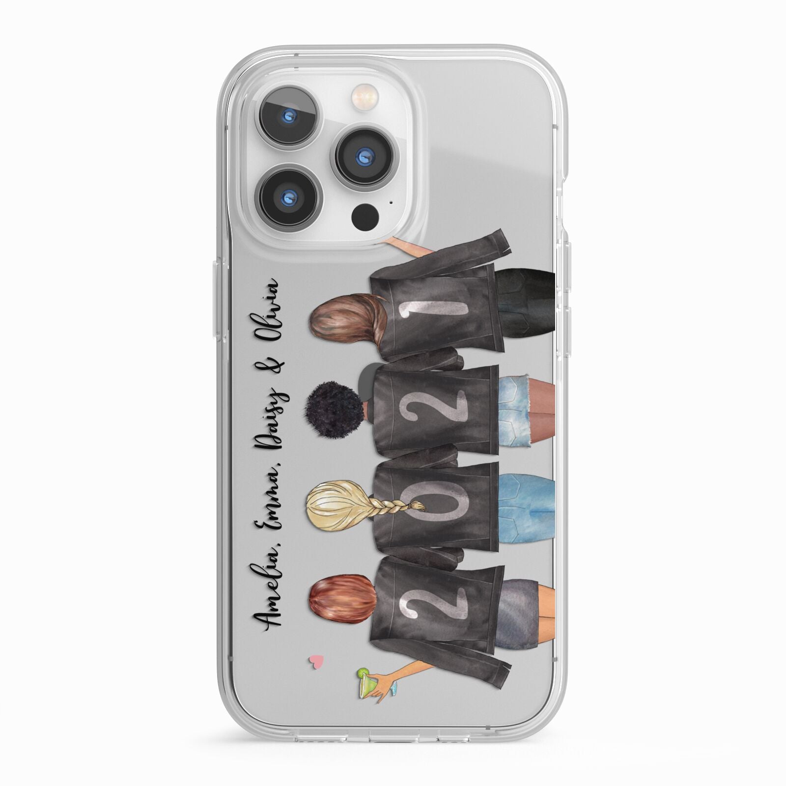 4 Best Friends with Names iPhone 13 Pro TPU Impact Case with White Edges