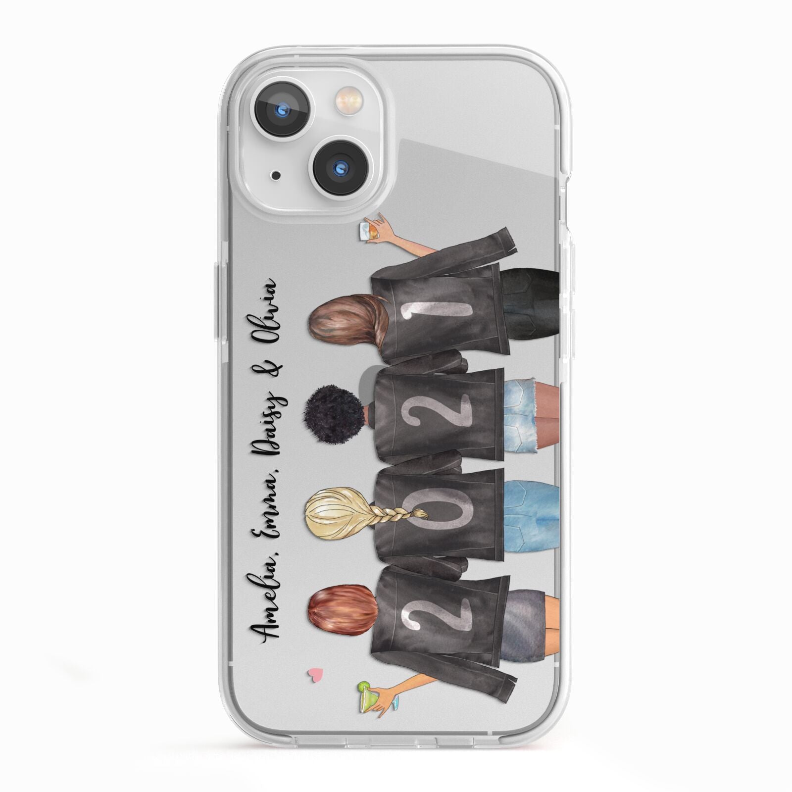 4 Best Friends with Names iPhone 13 TPU Impact Case with White Edges