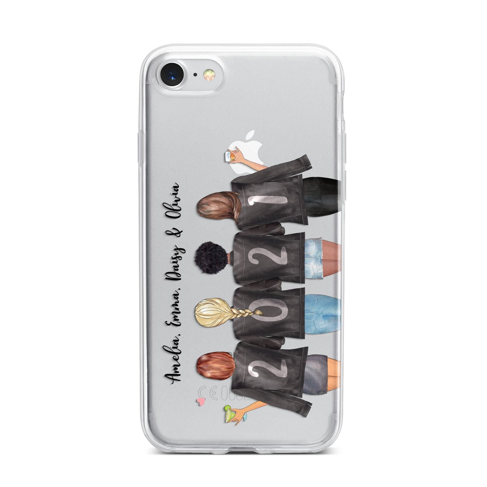 4 Best Friends with Names iPhone 7 Bumper Case on Silver iPhone