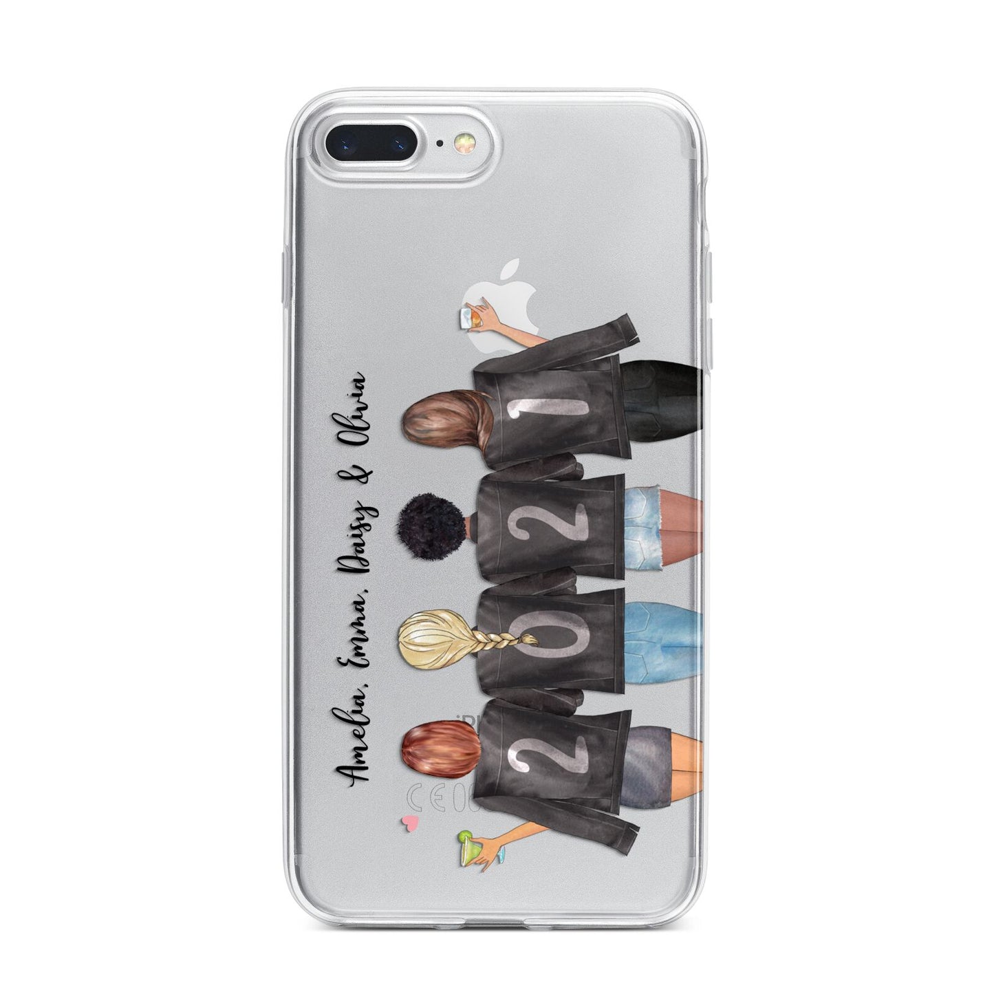 4 Best Friends with Names iPhone 7 Plus Bumper Case on Silver iPhone
