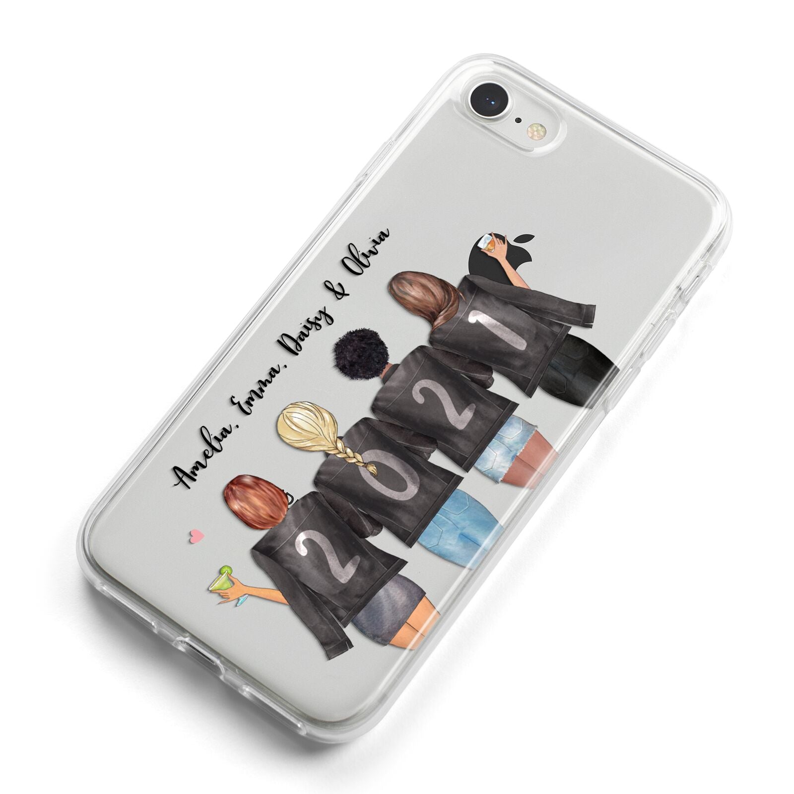 4 Best Friends with Names iPhone 8 Bumper Case on Silver iPhone Alternative Image