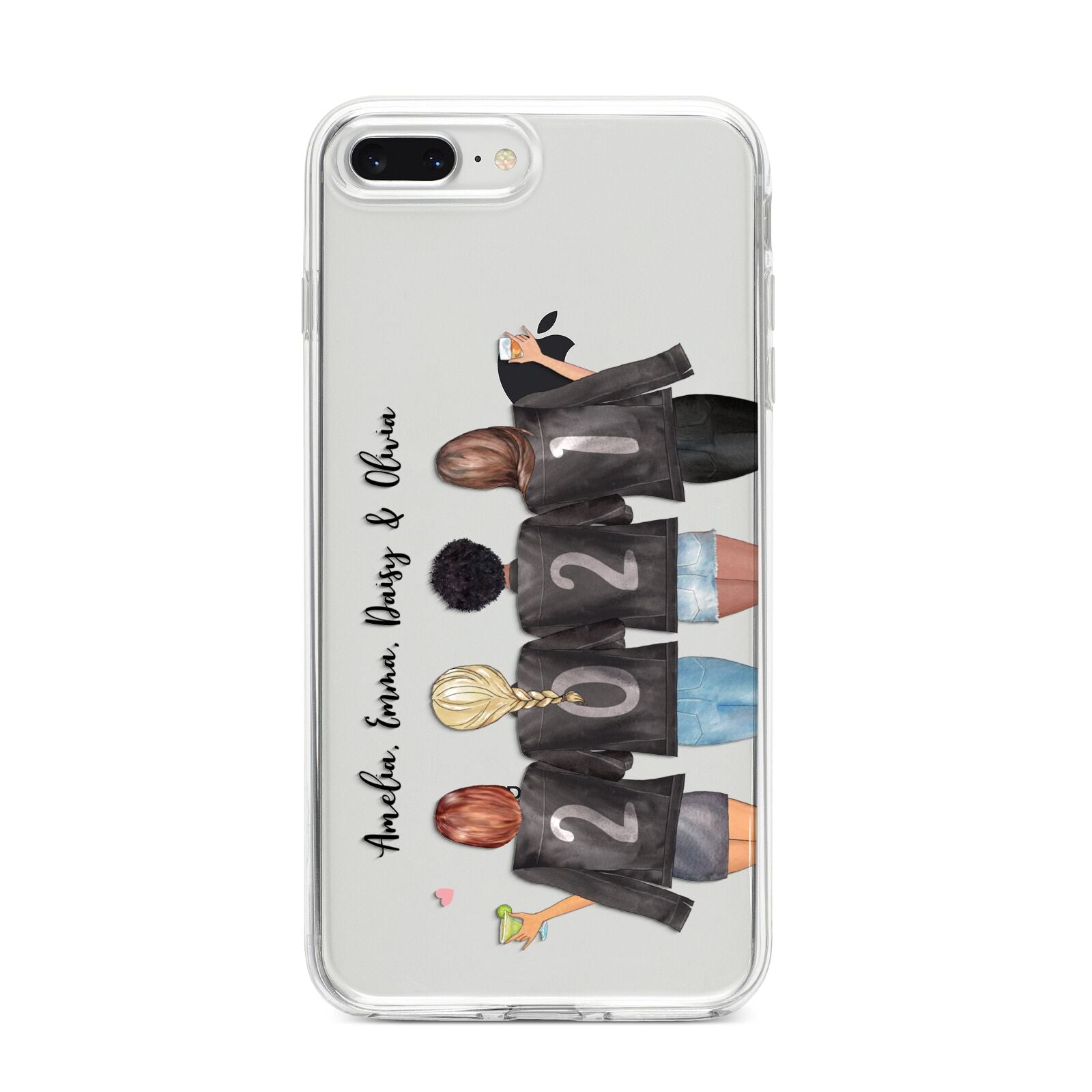 4 Best Friends with Names iPhone 8 Plus Bumper Case on Silver iPhone