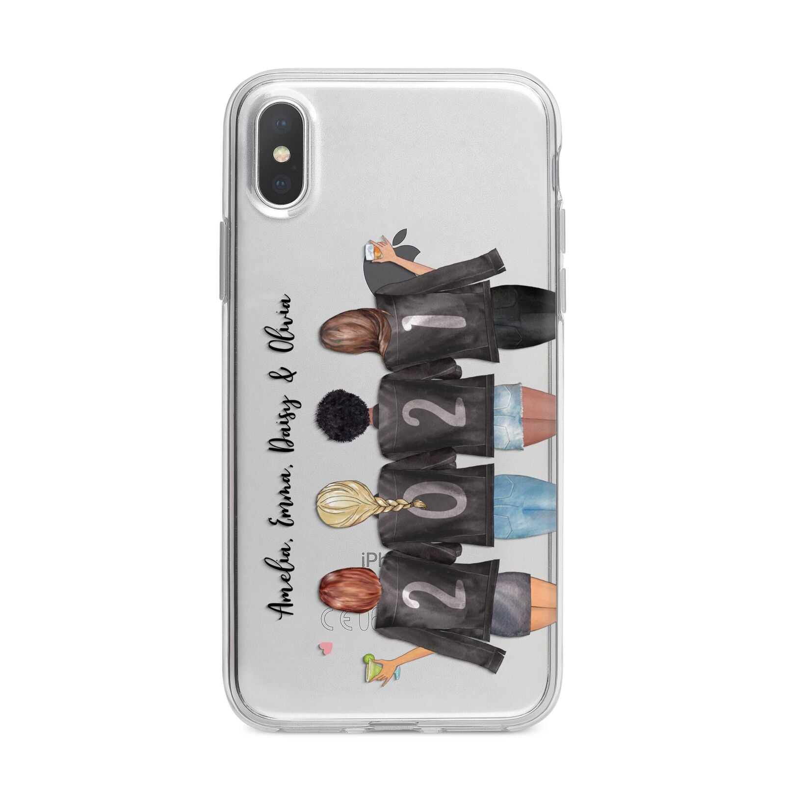 4 Best Friends with Names iPhone X Bumper Case on Silver iPhone Alternative Image 1