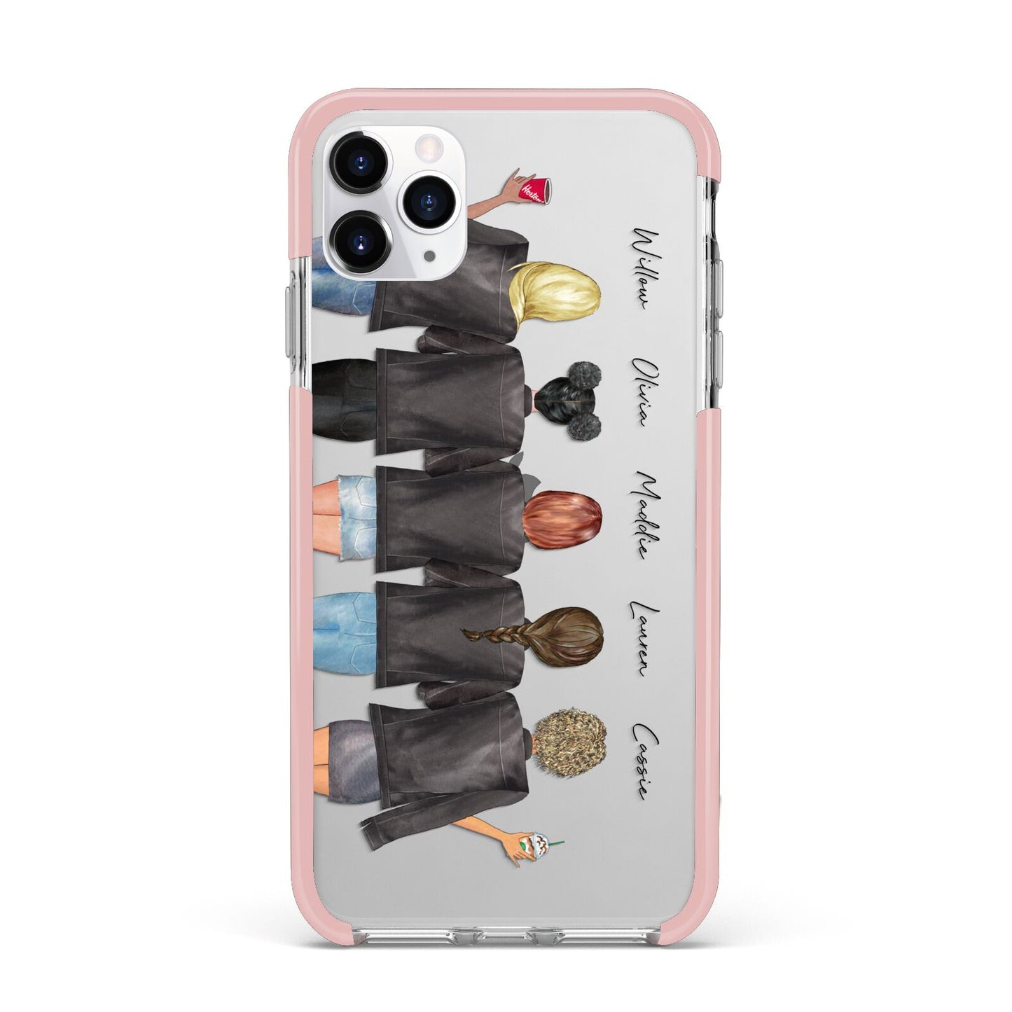 5 Best Friends with Names iPhone 11 Pro Max Impact Pink Edge Case