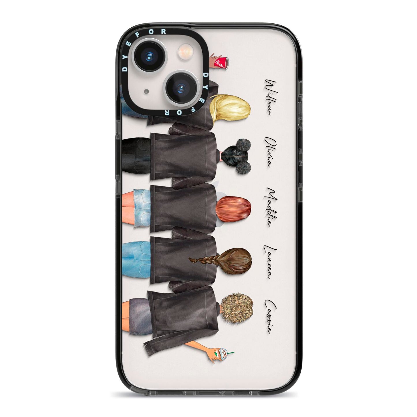 5 Best Friends with Names iPhone 13 Black Impact Case on Silver phone