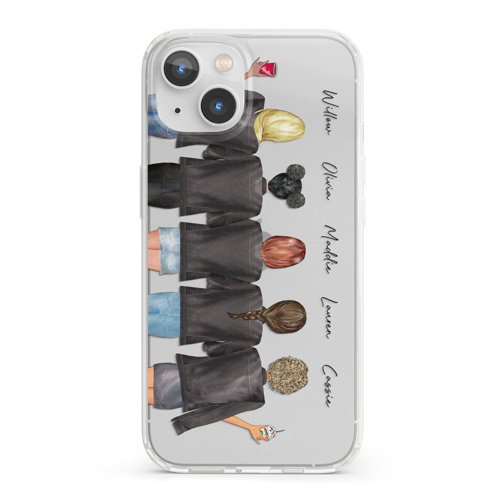 5 Best Friends with Names iPhone 13 Clear Bumper Case