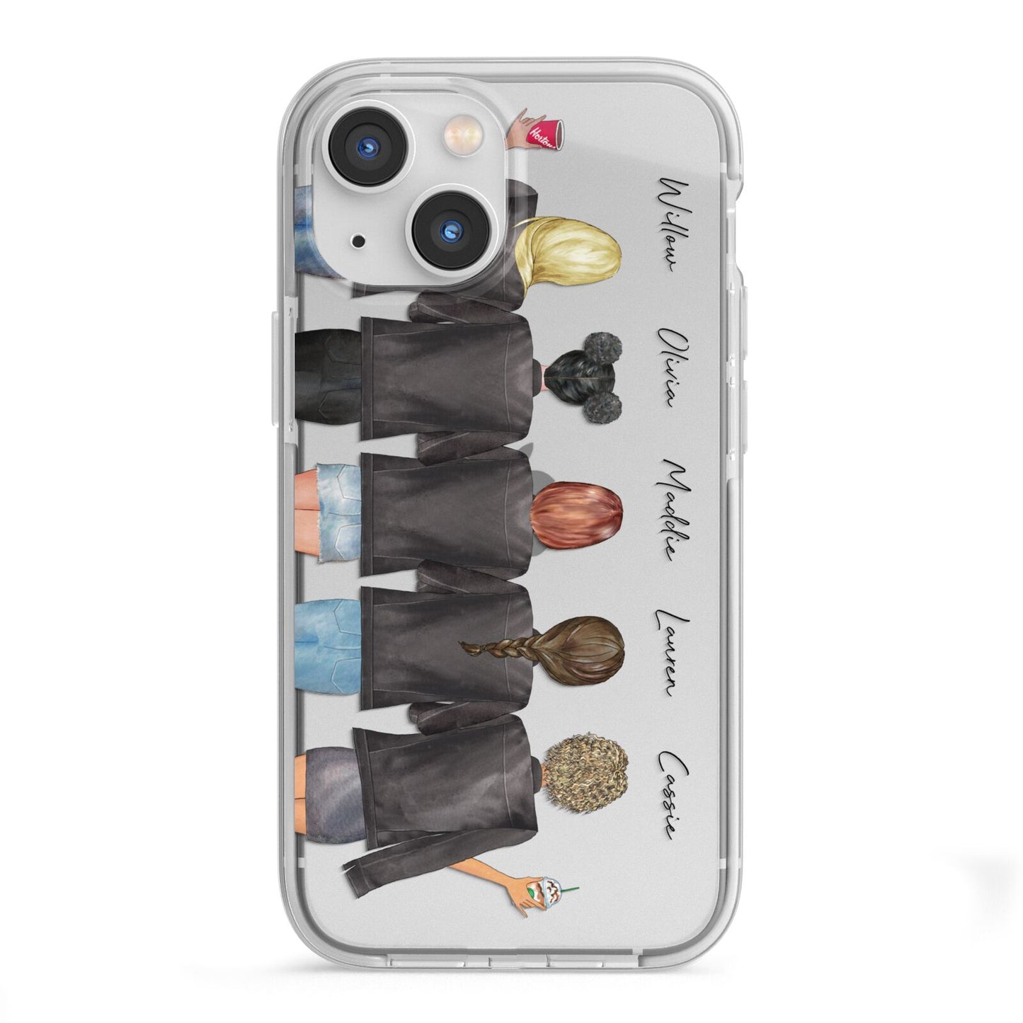 5 Best Friends with Names iPhone 13 Mini TPU Impact Case with White Edges