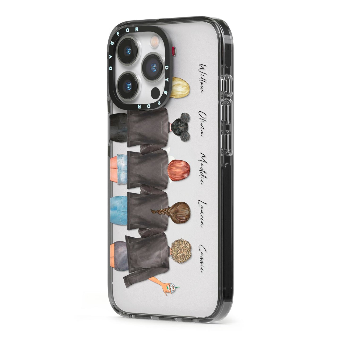 5 Best Friends with Names iPhone 13 Pro Black Impact Case Side Angle on Silver phone